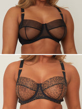 Sheer Balcony Bra Bundle : Black & Leopard