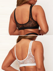 Millie-Mae Twin Pack Crop Bralettes : Black & Ice White