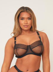Sheer Balcony Bra Bundle : Black & Leopard