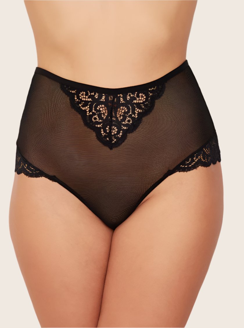 Bellatrix midnight black mesh and lace high waist brief