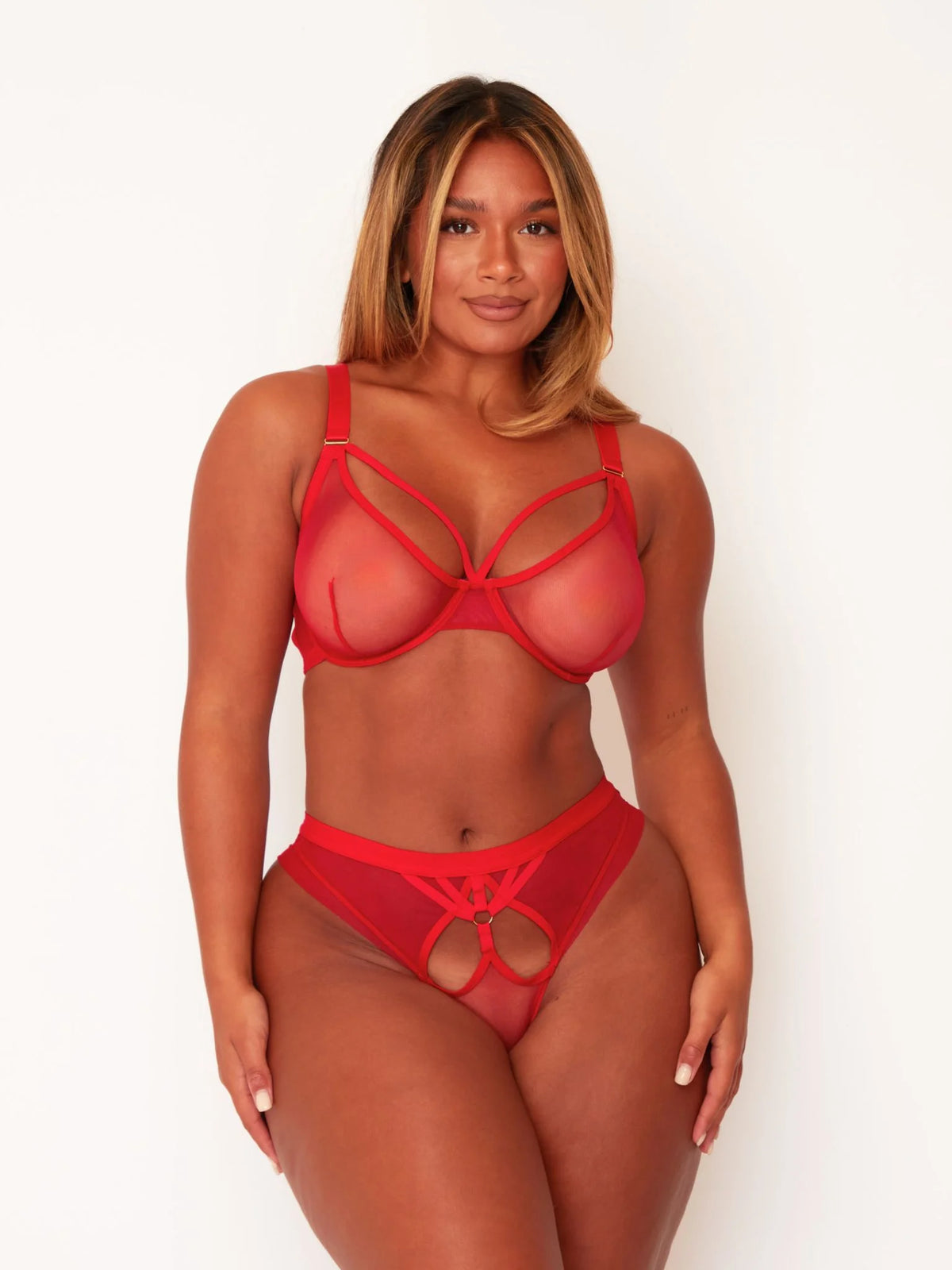 Carina Bra & Brief Set : Sheer Strawberry