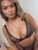 Millie-Mae Twin Pack Triangle Bralettes & Thong Set : Black & Scarlet Red