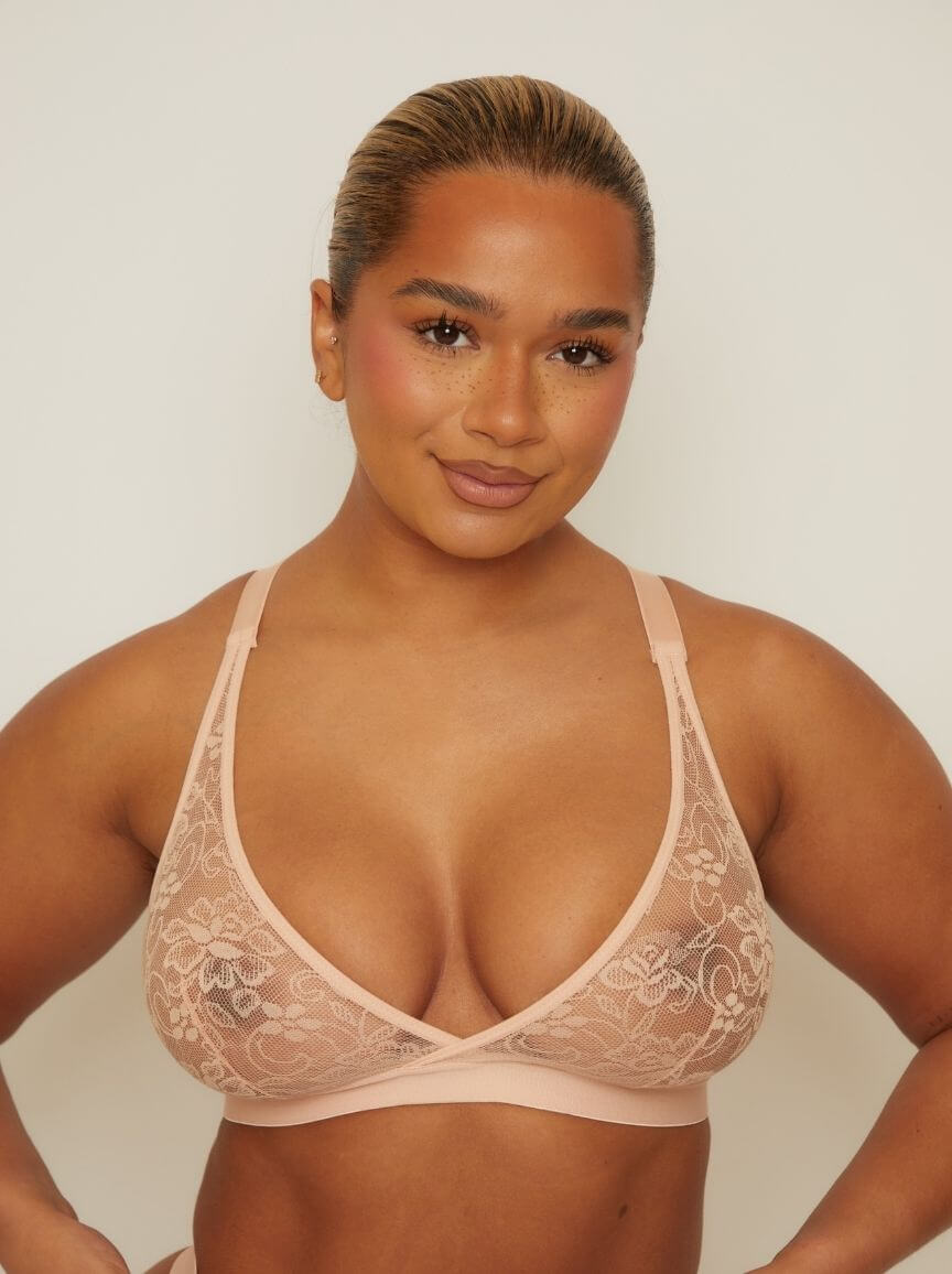 Twin Pack Triangle Bralettes : Black & Blush Pink