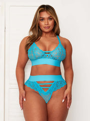 Amber bralette in bluebird blue lace plunge cups