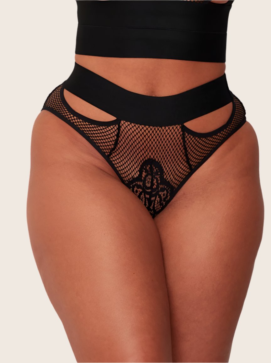 Athena midnight black brief in sexy sheer fishnet