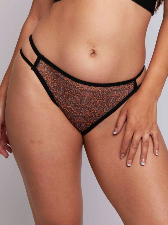 Scarlet snake print thong with double strap side
