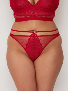  Brooke raspberry red brief with cage style detailing