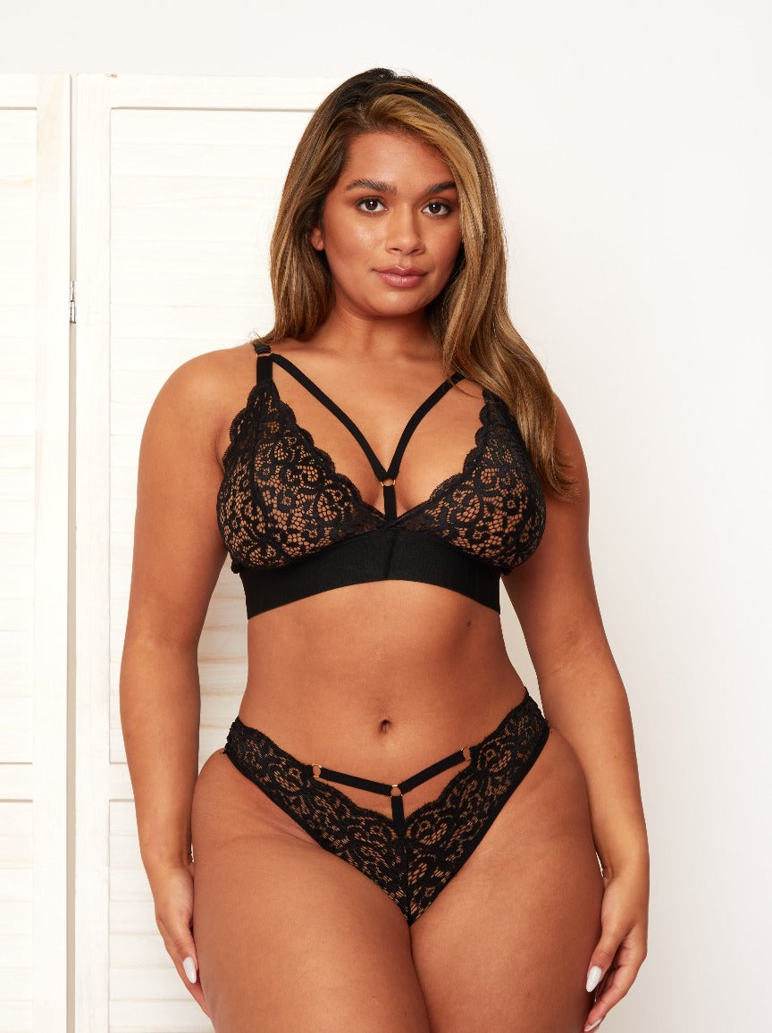 Gabriella triangle bralette in midnight black